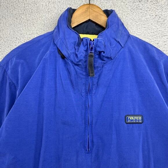 Vintage Nautica Jacket Men's Medium Blue H2000 Sailing Water Resistant Hooded - Picture 2 of 12